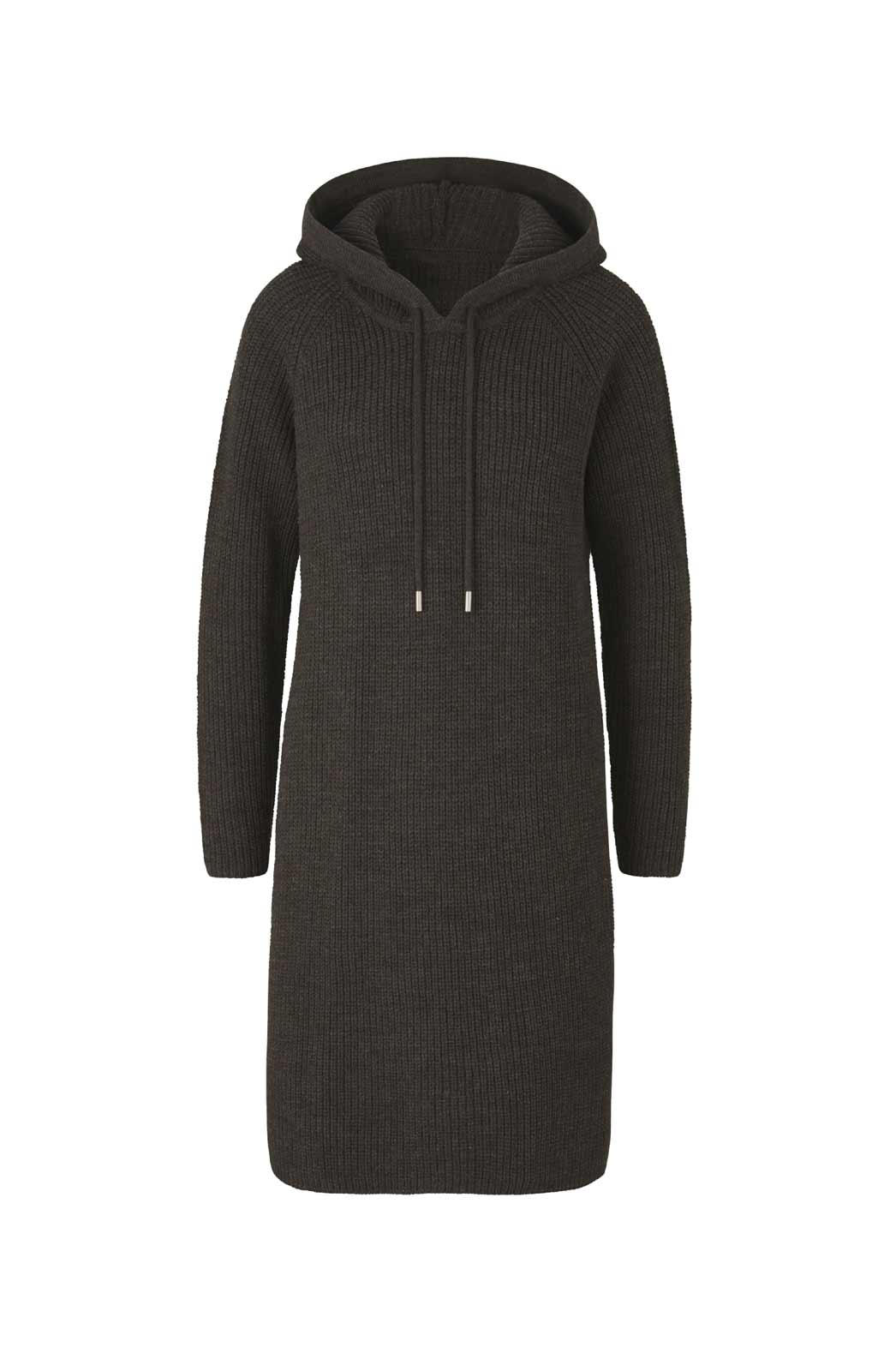 Damen Wollstrickkleid mit Kapuze, graphit Damen Wollstrickkleid mit Kapuze, graphit