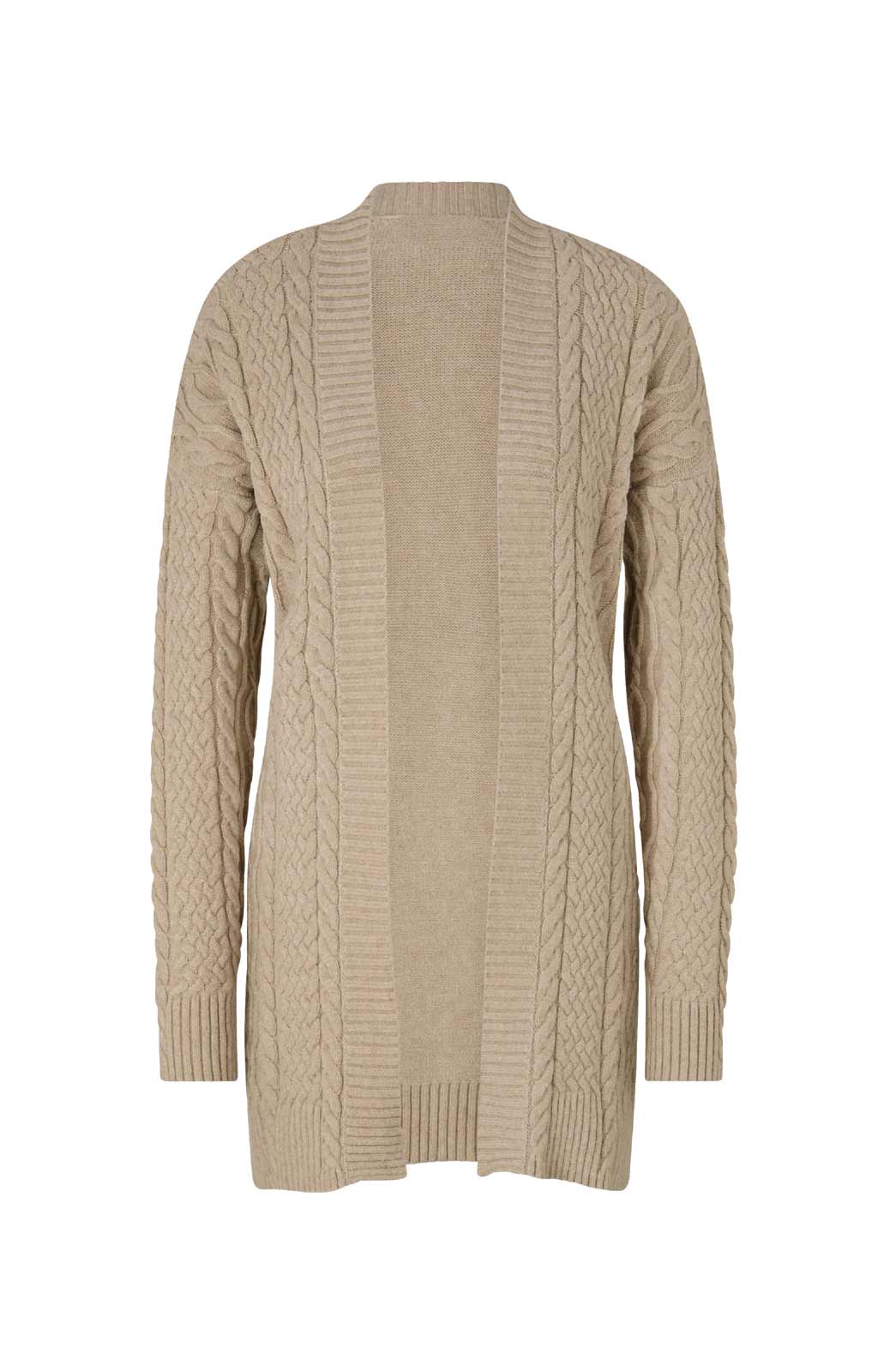 Damen Zopfmuster-Strickjacke, beige-meliert Damen Zopfmuster-Strickjacke, beige-meliert