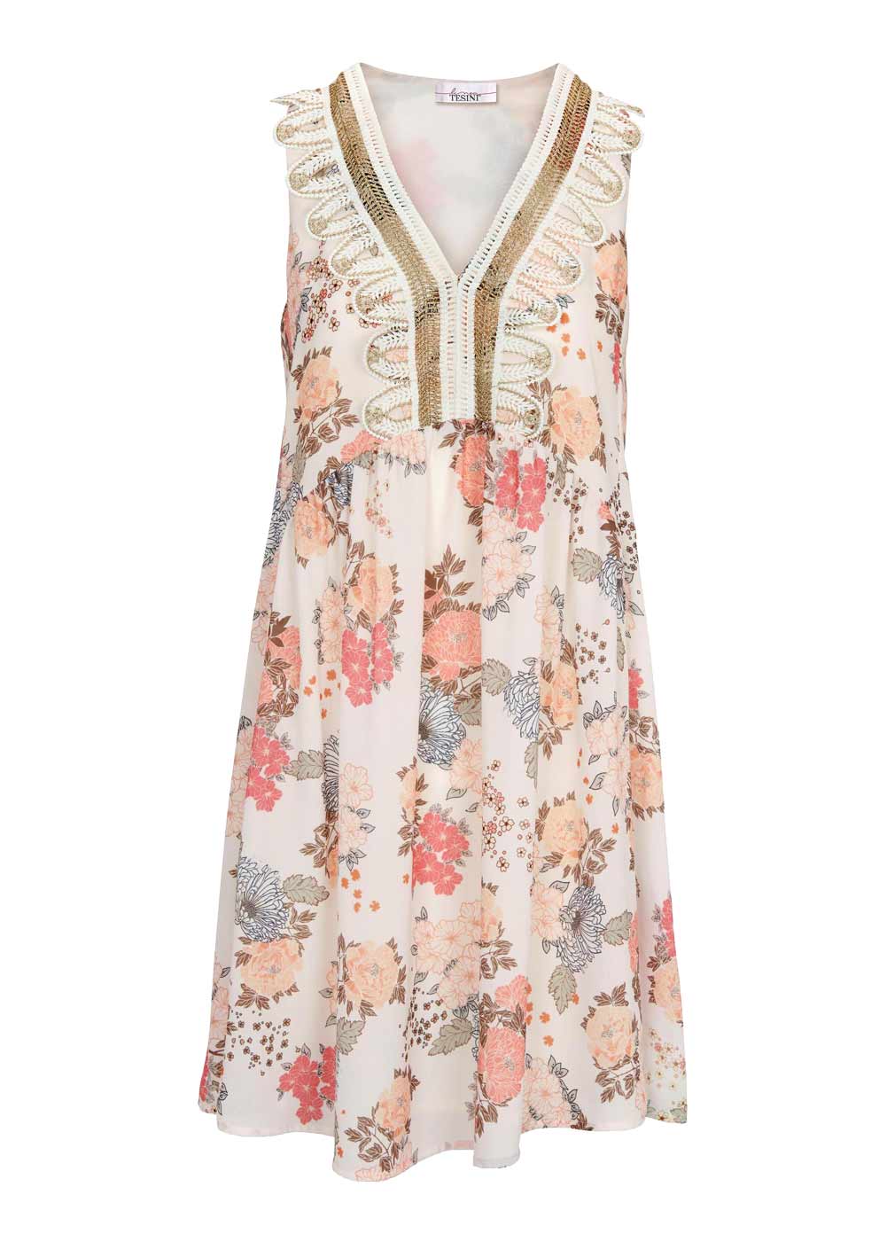 Damen Kleid Freizeit 40 Minikleid bunt ärmellos Damen Kleid  Heine, ecru bunt Damen Kleid Freizeit 40 Minikleid bunt ärmellos Damen Kleid  Heine, ecru bunt