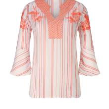 Tunika-Bluse mit Stickerei, weiß-melone von Création L Tunika-Bluse mit Stickerei, weiß-melone von Création L