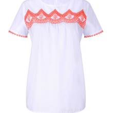 Bluse mit Stickerei, weiß-melone von Création L Bluse mit Stickerei, weiß-melone von Création L