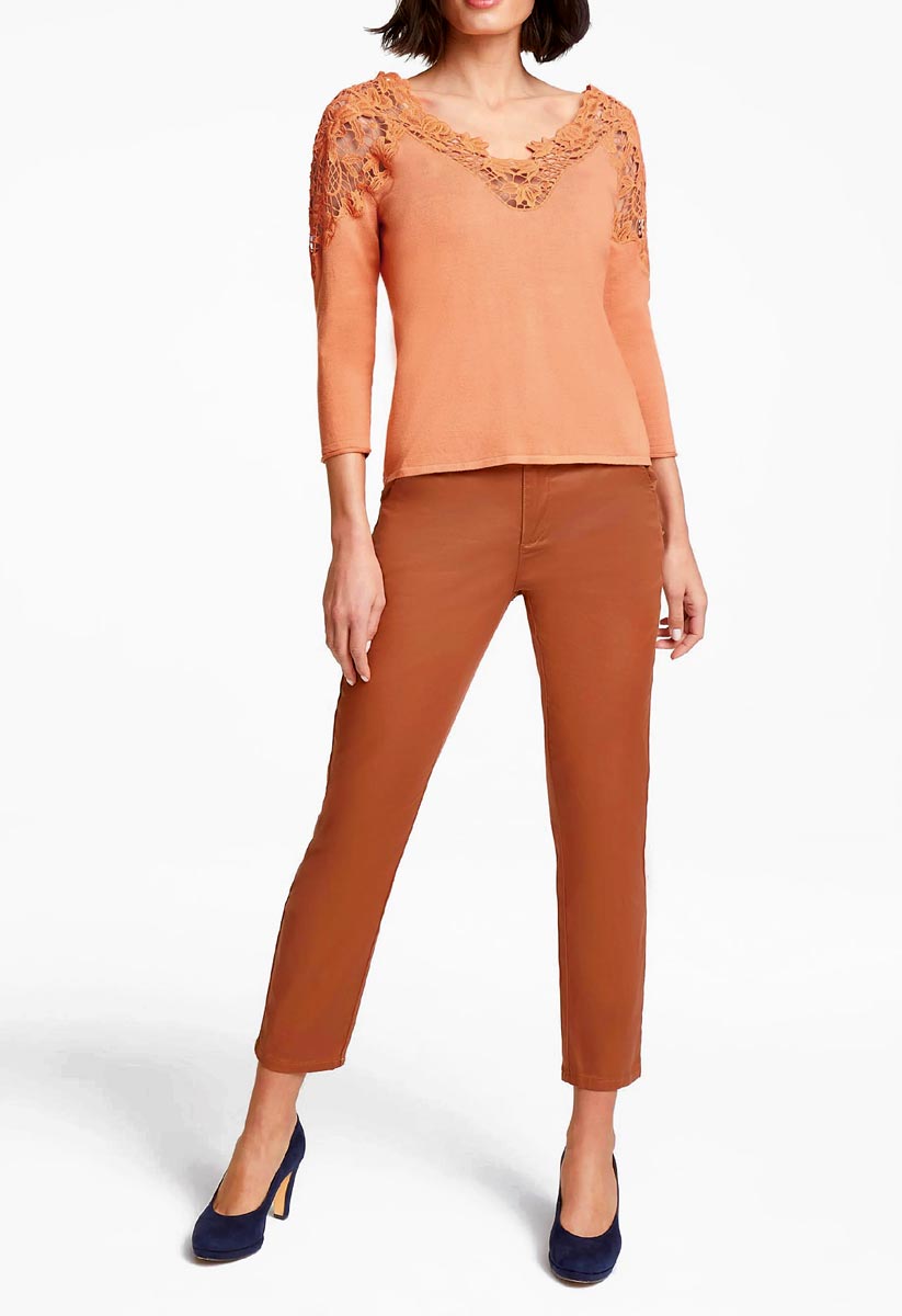 Damen Shirt Oberteil Frühling Freizeit mandarine schöner V-Ausschnitt Damen Shirt Oberteil Frühling Freizeit mandarine schöner V-Ausschnitt