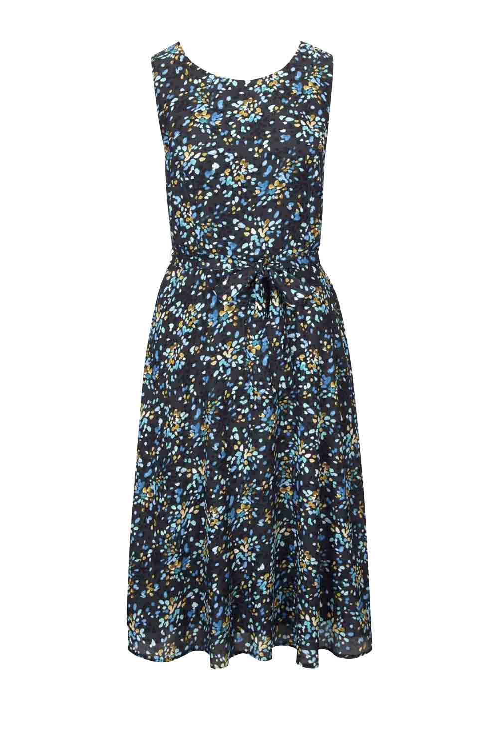 Prinzesskleid mit Bindegürtel, schwarz-bunt von HEINE Prinzesskleid mit Bindegürtel, schwarz-bunt von HEINE