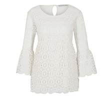 Damen Shirt Oberteil Tunika Bluse weiß mit Spitze Spitzenshirt, offwhite Damen Shirt Oberteil Tunika Bluse weiß mit Spitze Spitzenshirt, offwhite