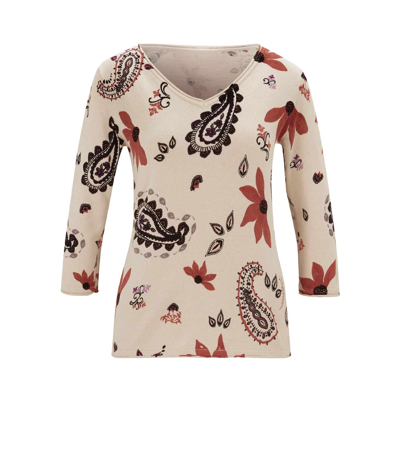 Damen Pullover mit Blütendruck Damen Pullover mit Blütendruck