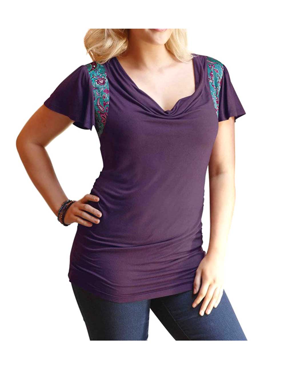 MARKENLOS Damen-Shirt Lila-Bunt MARKENLOS Damen-Shirt Lila-Bunt