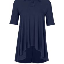 Damen Shirt Oberteil T-shirt Jerseyshirt lang mit Polokragen Kurzarm marine Damen Shirt Oberteil T-shirt Jerseyshirt lang mit Polokragen Kurzarm marine