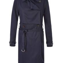 Kurzmantel mit Gürtelverschluss Knielang blau Gehschlitz hinten Kurzmantel mit Gürtelverschluss Knielang blau Gehschlitz hinten