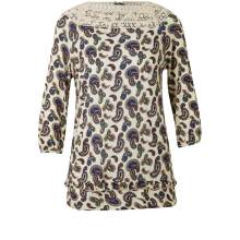 Damen Shirt Oberteil T-shirt Freizeit Druckshirt mit Häkelspitze, bunt Damen Shirt Oberteil T-shirt Freizeit Druckshirt mit Häkelspitze, bunt