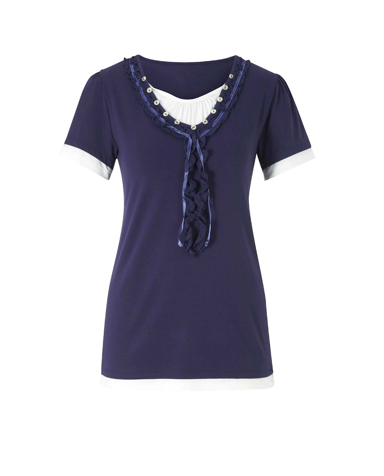 Damen Shirt, nachtblau-ecru Damen Shirt, nachtblau-ecru