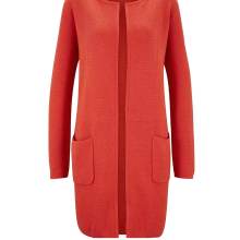 Damen Strickjacke Cardigan Lang Orange Taschen  Longstrickjacke, blutorange Damen Strickjacke Cardigan Lang Orange Taschen  Longstrickjacke, blutorange