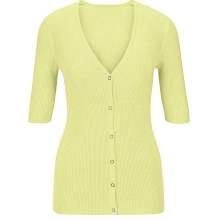 Damen Rippenstrickjacke mit Seide, gelb Damen Rippenstrickjacke mit Seide, gelb