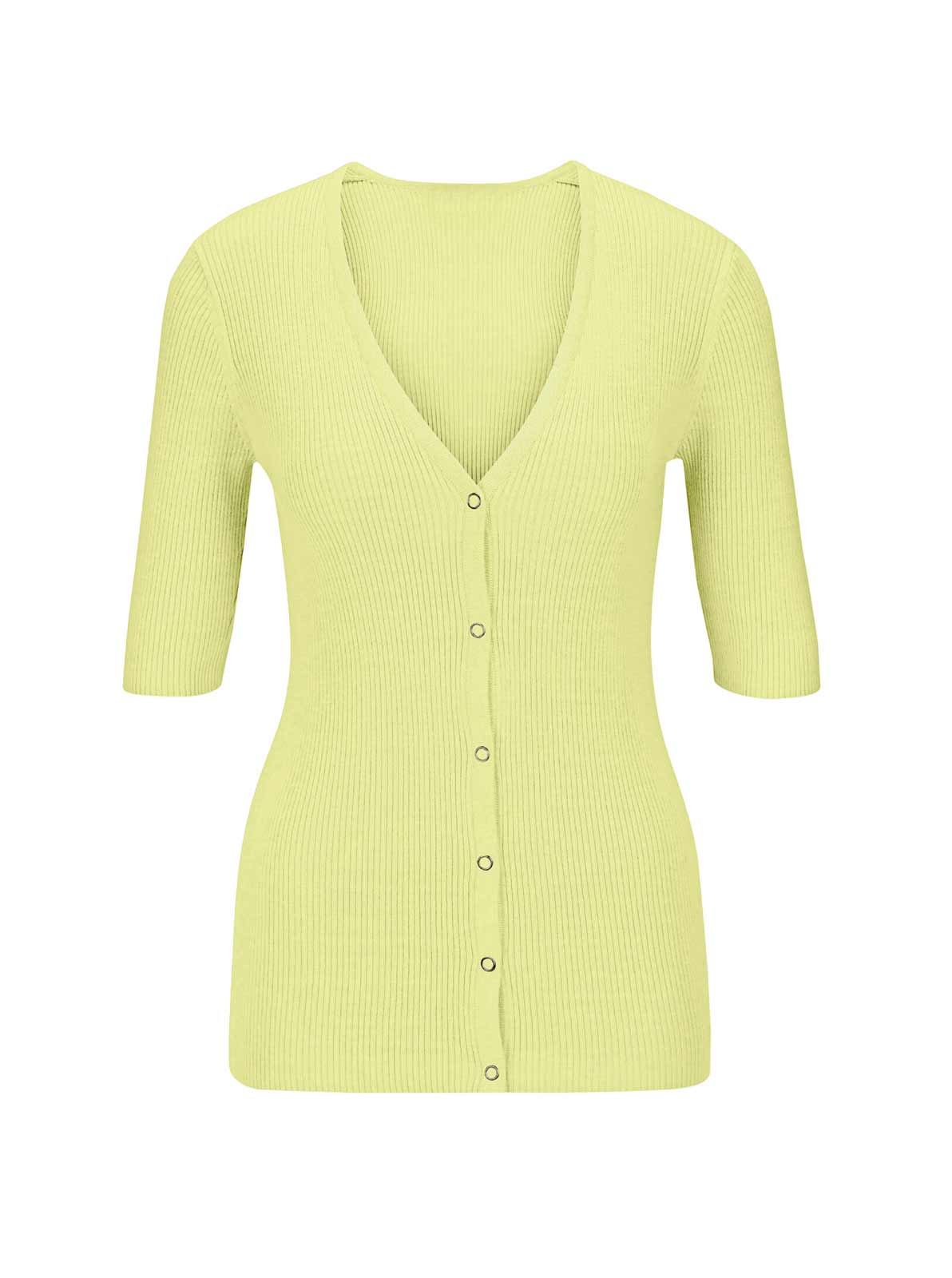 Damen Rippenstrickjacke mit Seide, gelb Damen Rippenstrickjacke mit Seide, gelb