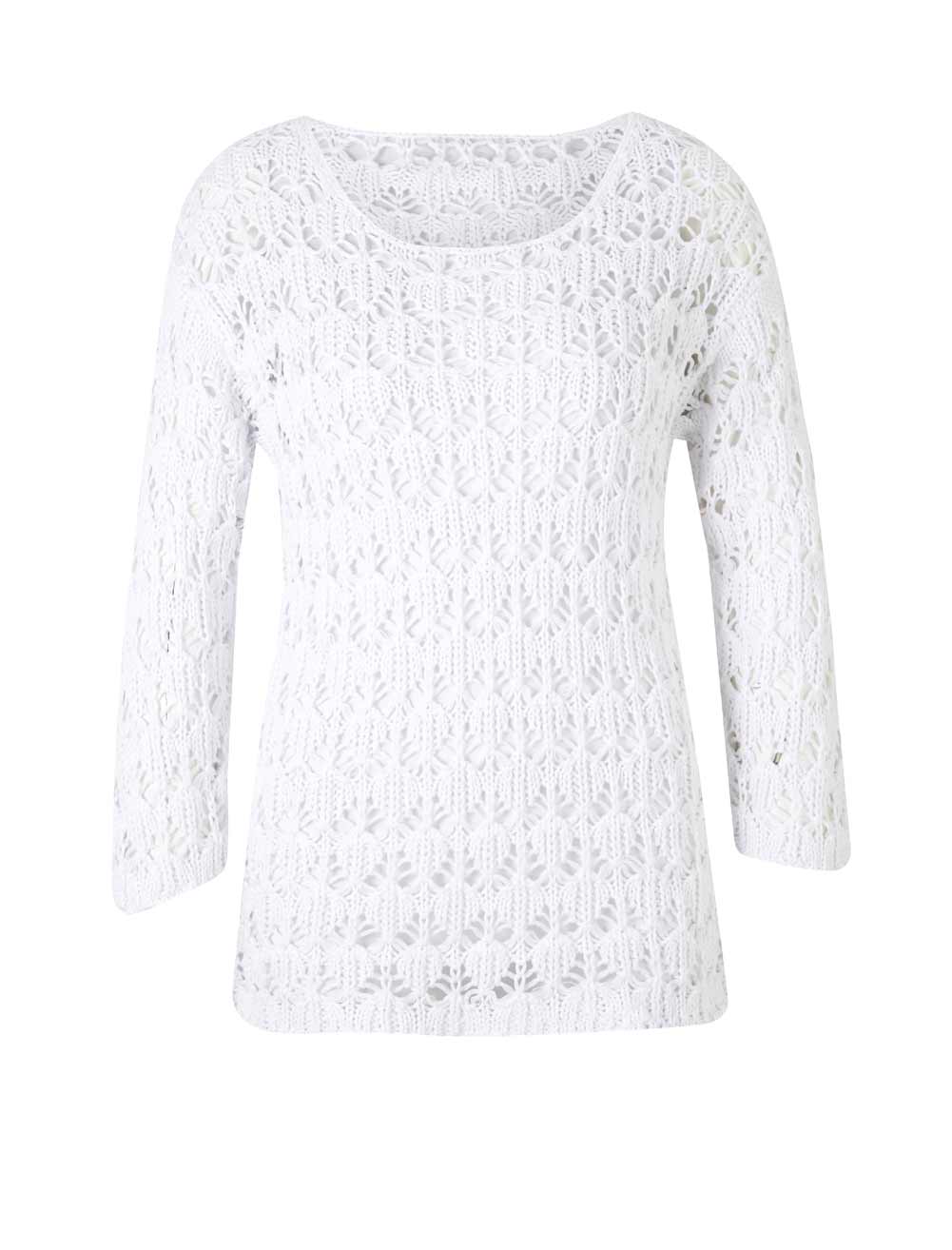 Strickpullover Damen Strick Freizeit weiß 100% Baumwolle Langarm Pullover Strickpullover Damen Strick Freizeit weiß 100% Baumwolle Langarm Pullover