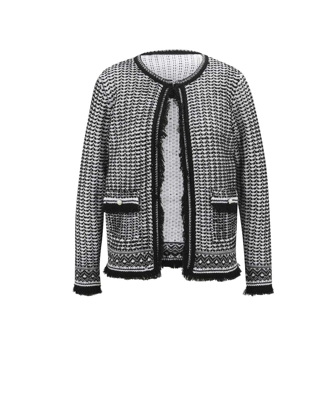 Damen Jacke Strickjacke Cardigan Blazer Kurz Perlen Business schwarz ecru Damen Jacke Strickjacke Cardigan Blazer Kurz Perlen Business schwarz ecru