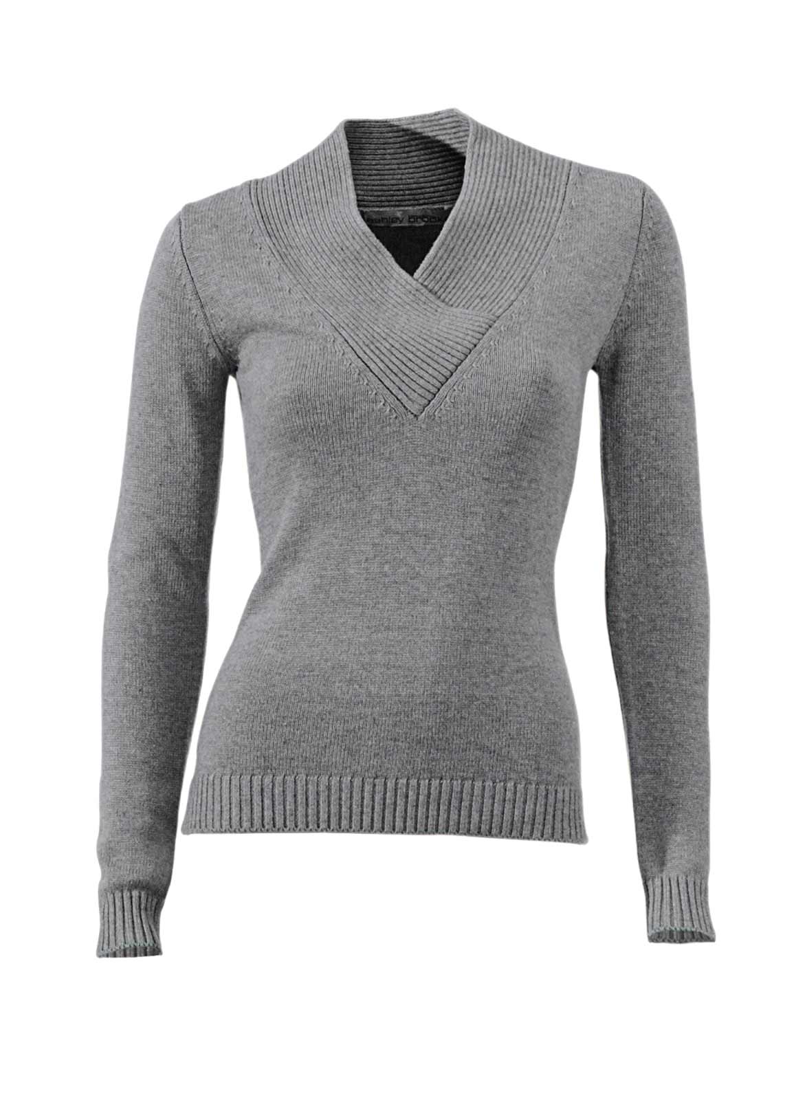 Damen Pullover mit Kaschmir, grau Damen Pullover mit Kaschmir, grau
