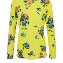 Damen Pullover Feinstrick gelb Druckpullover mit Strass Linea Tesini Damen Pullover Feinstrick gelb Druckpullover mit Strass Linea Tesini