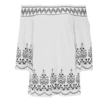 Damen Carmenshirt mit Stickerei, ecru-schwarz von Heine Damen Carmenshirt mit Stickerei, ecru-schwarz von Heine