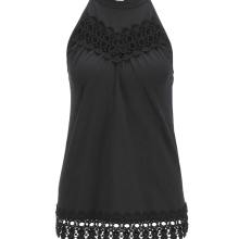 Damen Shirt Oberteil ärmellos Party Urlaub Shirttop mit  Spitzenbesatz, schwarz Damen Shirt Oberteil ärmellos Party Urlaub Shirttop mit  Spitzenbesatz, schwarz