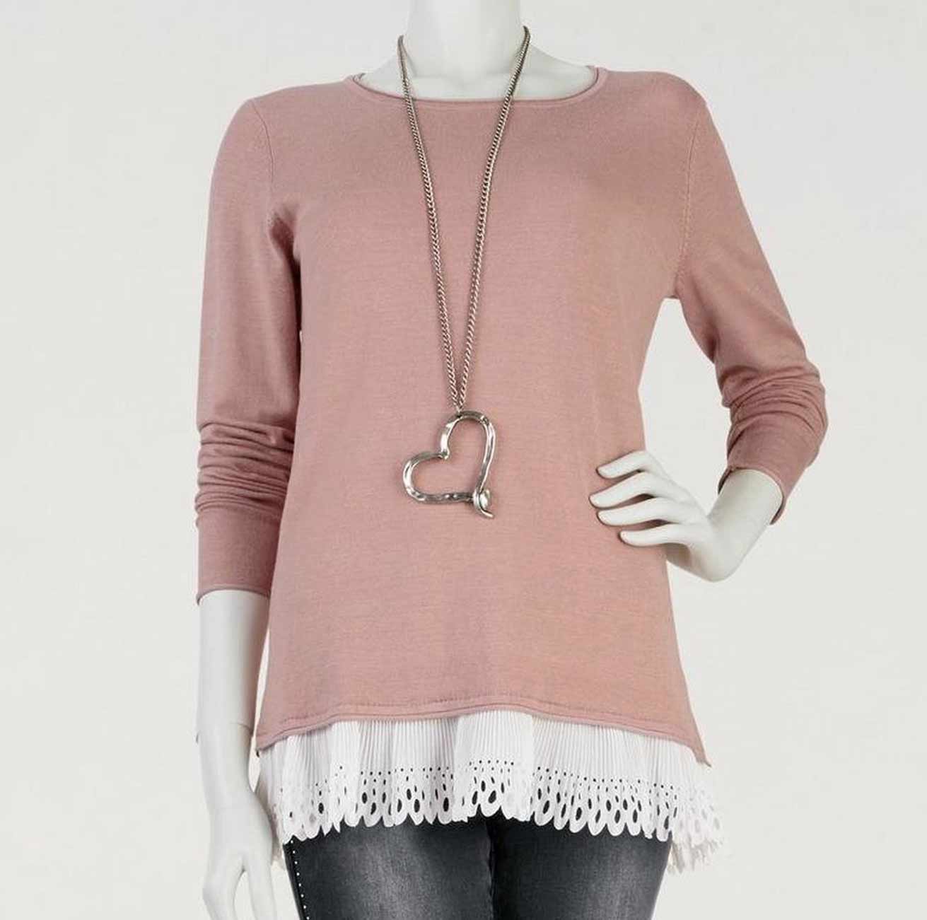 Strickpullover Damen 36 Strick 2 in 1 puder weiß Herbst Winter Langarm Pullover Strickpullover Damen 36 Strick 2 in 1 puder weiß Herbst Winter Langarm Pullover