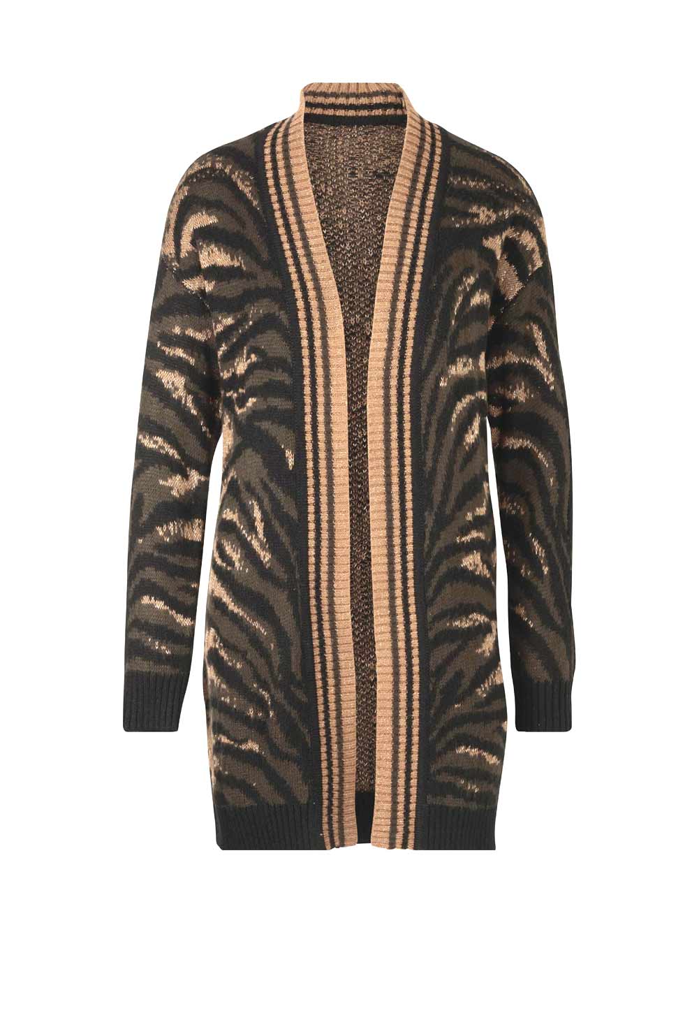 Damen Strickjacke Cardigan offene Form Lang  Longstrickjacke nougat braun Damen Strickjacke Cardigan offene Form Lang  Longstrickjacke nougat braun