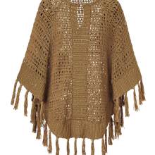 Poncho Damen Winter Cape elegant Strick camel Stefanel Poncho Damen Winter Cape elegant Strick camel Stefanel