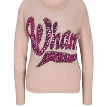 Kurzer Pullover mit Pailletten Stickerei in puder Kurzer Pullover mit Pailletten Stickerei in puder