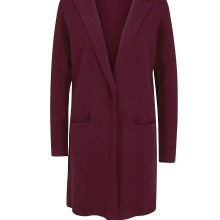 Damen Strickjacke Cardigan Lang Knopf lila Taschen Longstrickjacke, dunkelbeere Damen Strickjacke Cardigan Lang Knopf lila Taschen Longstrickjacke, dunkelbeere