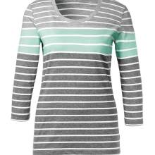 Création L Premium Damen Shirt langarm Streifenshirt  Langarmshirt grau-mint Création L Premium Damen Shirt langarm Streifenshirt  Langarmshirt grau-mint