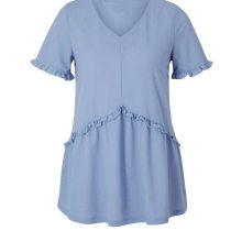 Damen Shirt T-shirt Kurzarm  Bluse Oberteil mit Schößchen Rüschen blau Damen Shirt T-shirt Kurzarm  Bluse Oberteil mit Schößchen Rüschen blau