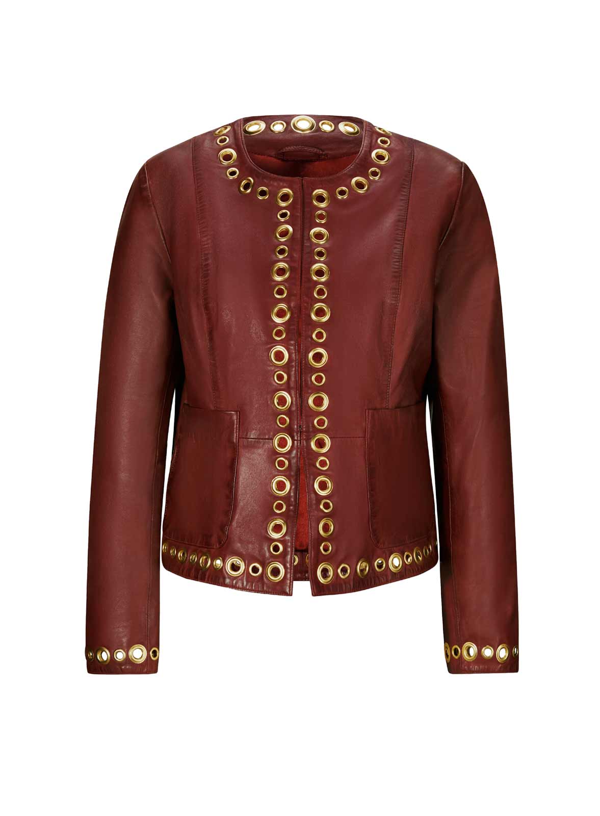 Damen Lederjacke Lederblazer rot braun Lammnappalederjacke mit Ösen, rotbraun Damen Lederjacke Lederblazer rot braun Lammnappalederjacke mit Ösen, rotbraun