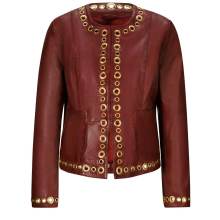 Damen Lederjacke Lederblazer rot braun Lammnappalederjacke mit Ösen, rotbraun Damen Lederjacke Lederblazer rot braun Lammnappalederjacke mit Ösen, rotbraun