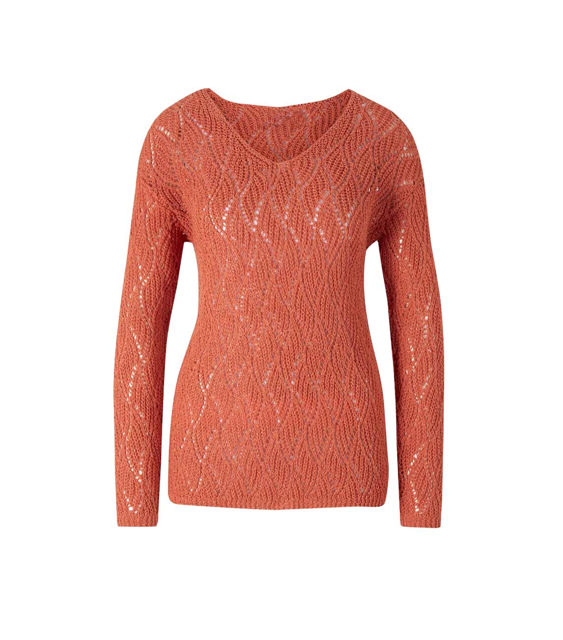 Designer-Ajourpullover, orange Designer-Ajourpullover, orange