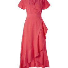 Damen Wickelkleid m. Volant, hummer Damen Wickelkleid m. Volant, hummer