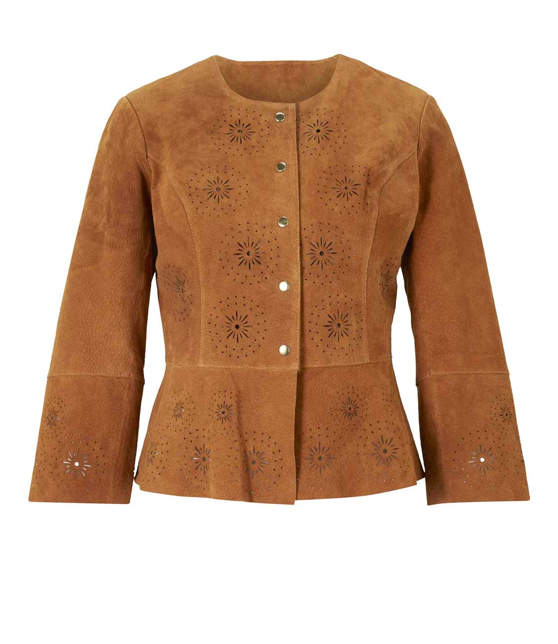 Damen Lederjacke echtes Leder Jacke mit Cut-Outs cognac von Ashley Brooke Damen Lederjacke echtes Leder Jacke mit Cut-Outs cognac von Ashley Brooke