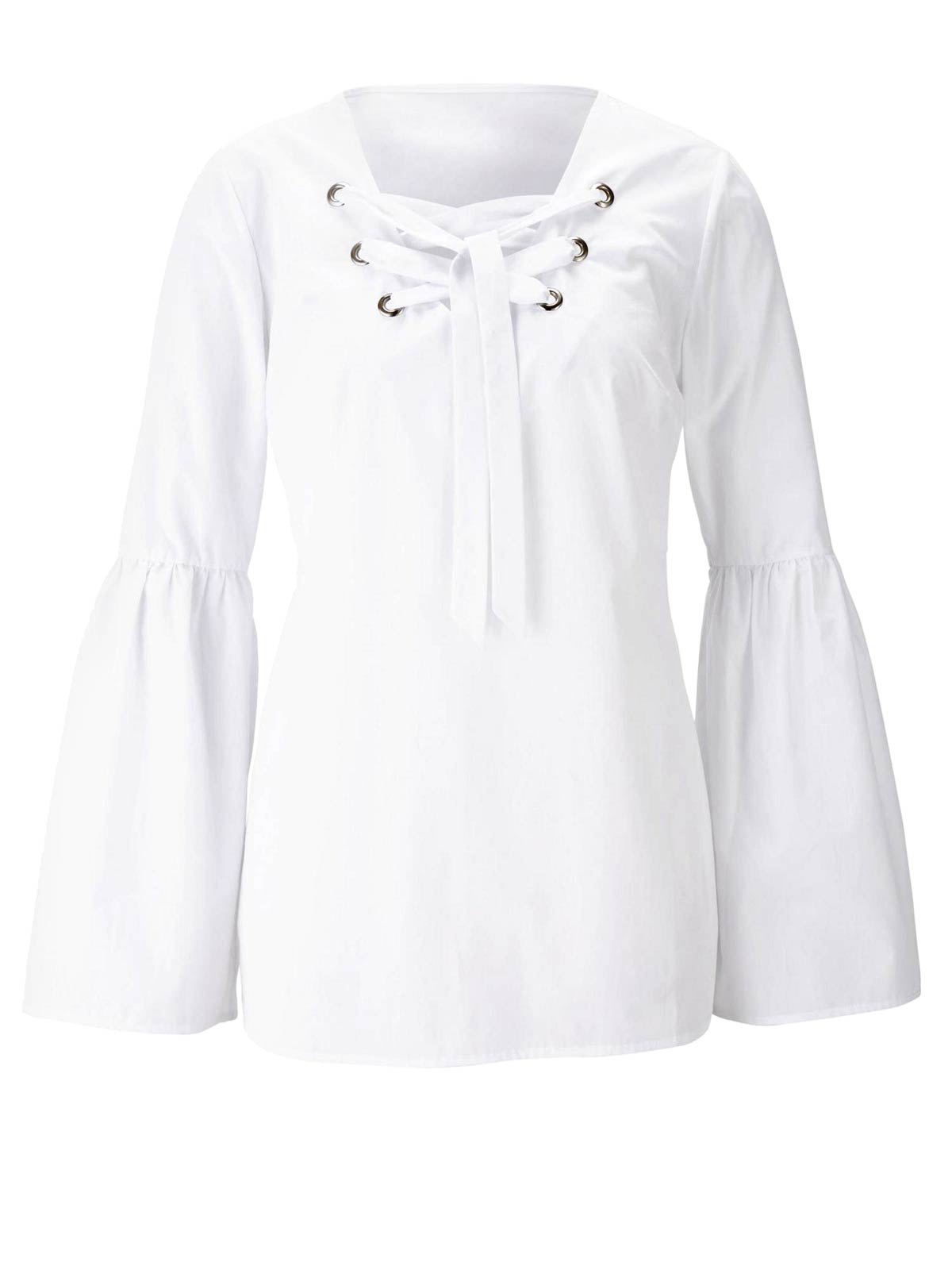 HEINE Damen Designer-Volant-Bluse m. Schnürung Weiß HEINE Damen Designer-Volant-Bluse m. Schnürung Weiß