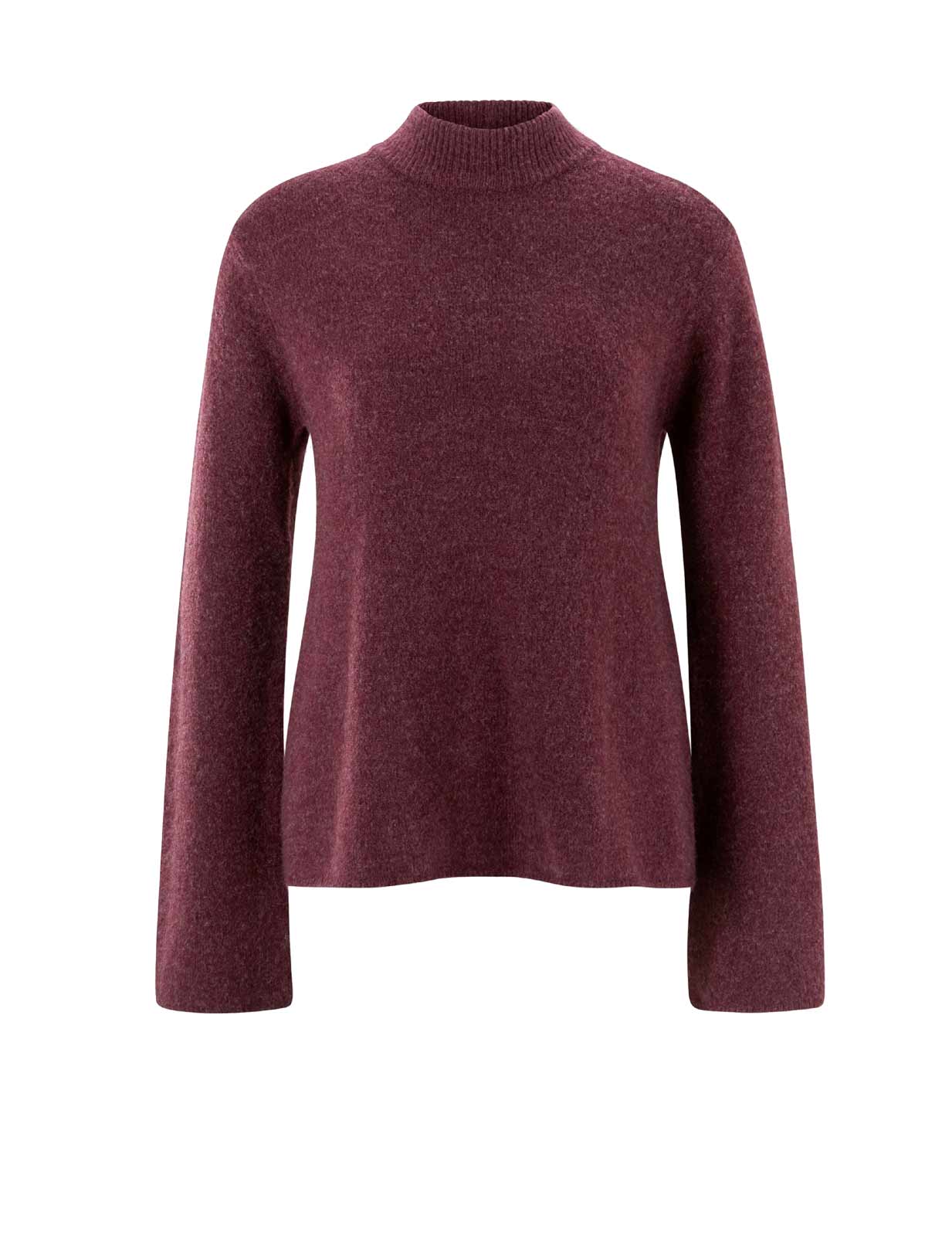 Damen Strickpullover  Trompetenärmeln burgund Damen Strickpullover  Trompetenärmeln burgund