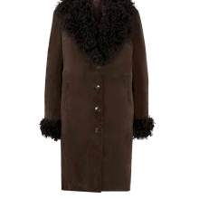 Damen Mantel wattiert Leder braun Ziegenveloursledermantel mit Lammfell Damen Mantel wattiert Leder braun Ziegenveloursledermantel mit Lammfell