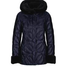 Damen Steppjacke mit Webpelz, nachtblau Damen Steppjacke mit Webpelz, nachtblau