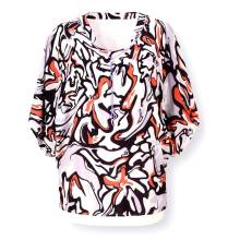 Druckbluse m. eingenähtem Top, ecru-flieder Druckbluse m. eingenähtem Top, ecru-flieder