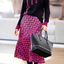 Damen Plisseerock, schwarz-magenta-orange Damen Plisseerock, schwarz-magenta-orange