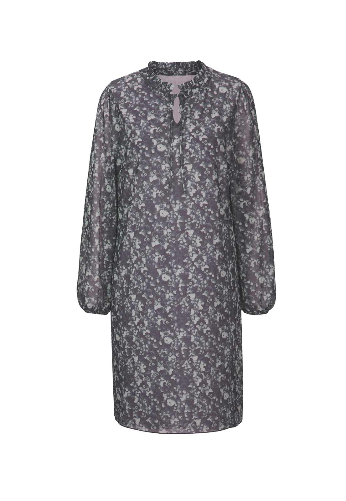 Designer-Mesh-Druckkleid, anthrazit-steingrau Designer-Mesh-Druckkleid, anthrazit-steingrau