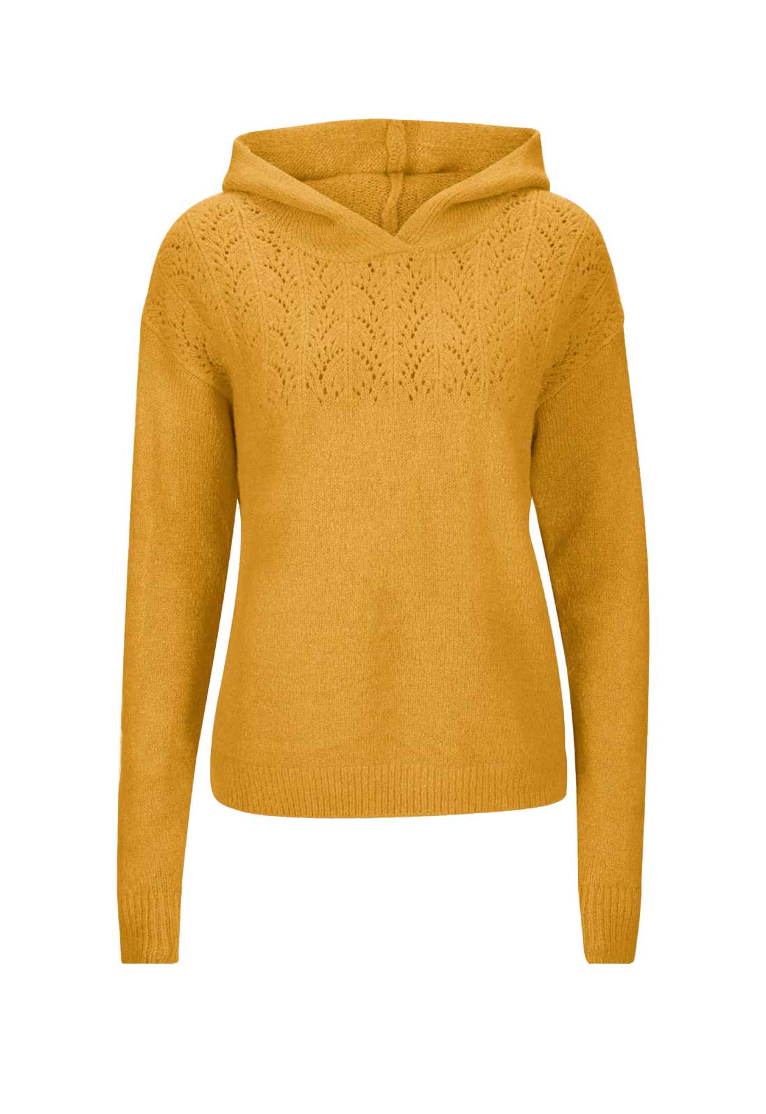 Damen Pullover mit  Kapuze, ocker Damen Pullover mit  Kapuze, ocker