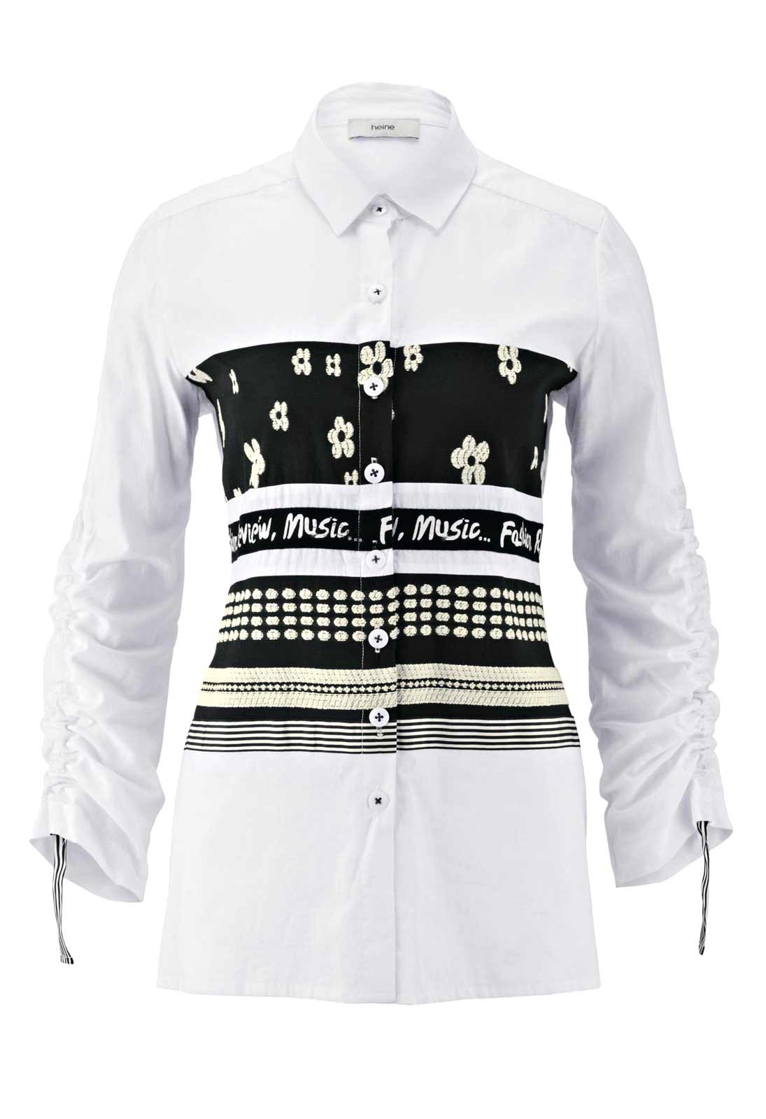HEINE Damen Hemdbluse Weiß-Schwarz HEINE Damen Hemdbluse Weiß-Schwarz