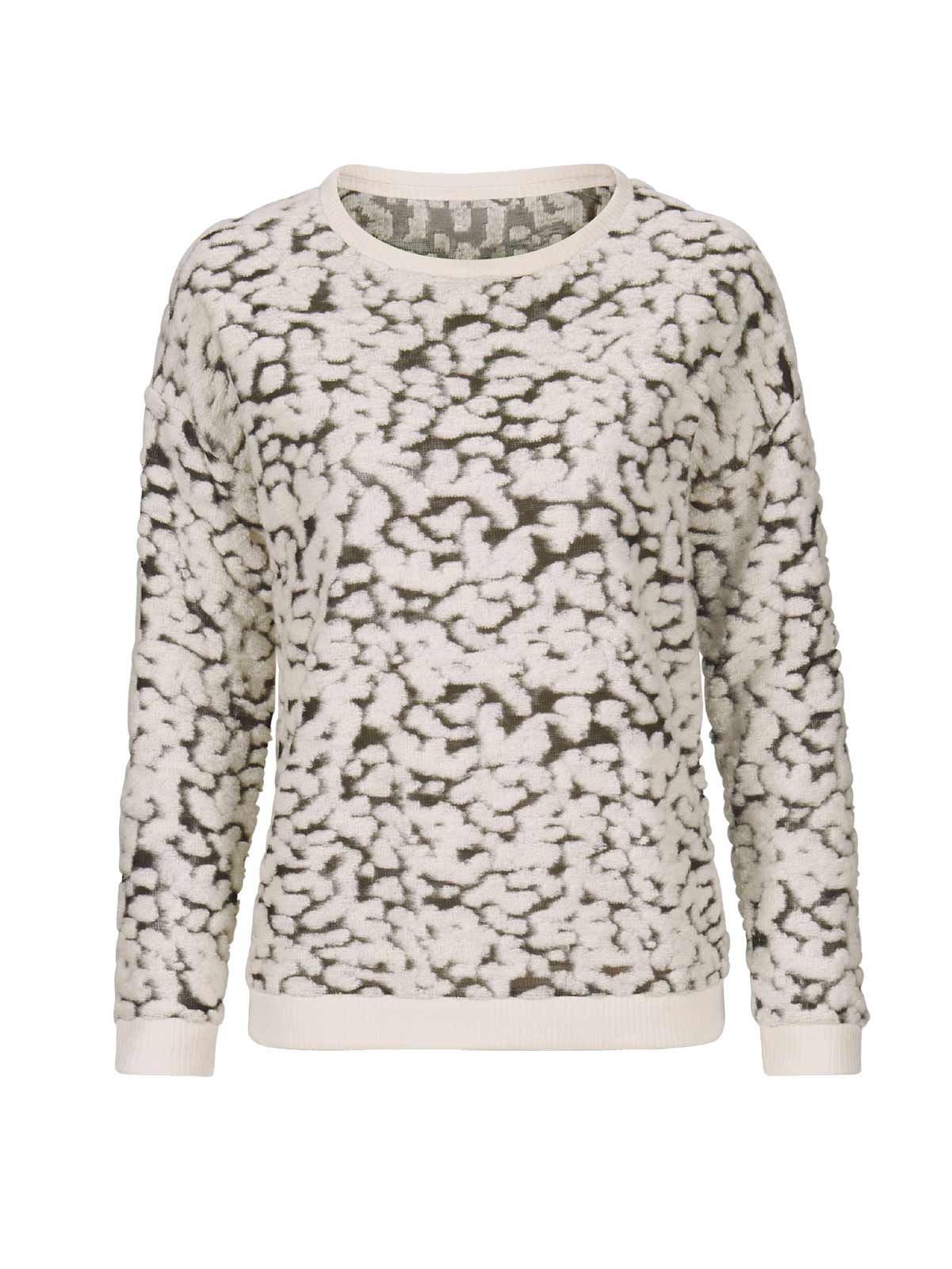 Damen Ausbrenner-Pullover, ecru-schwarz Damen Ausbrenner-Pullover, ecru-schwarz