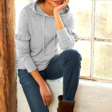 Designer-Sweatshirt m.Kapuze u. R?schen, grau Designer-Sweatshirt m.Kapuze u. R?schen, grau