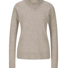 Damen Stehkragenpullover, braun-elfenbein Damen Stehkragenpullover, braun-elfenbein