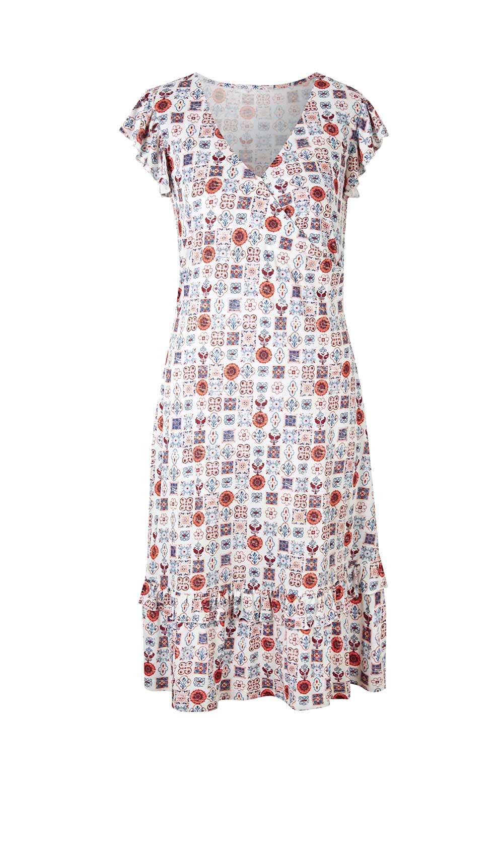 Damen Sommerkleid Druckkleid, ecru-bedruckt  40 Damen Sommerkleid Druckkleid, ecru-bedruckt  40