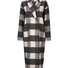 Damen Woll-Longmantel, hellgrau-ecru Damen Woll-Longmantel, hellgrau-ecru