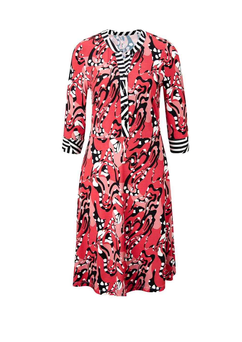 Damen Kleid Jerseykleid rot bunt Sommerkleid Druckkleid von Rick Cardona Damen Kleid Jerseykleid rot bunt Sommerkleid Druckkleid von Rick Cardona